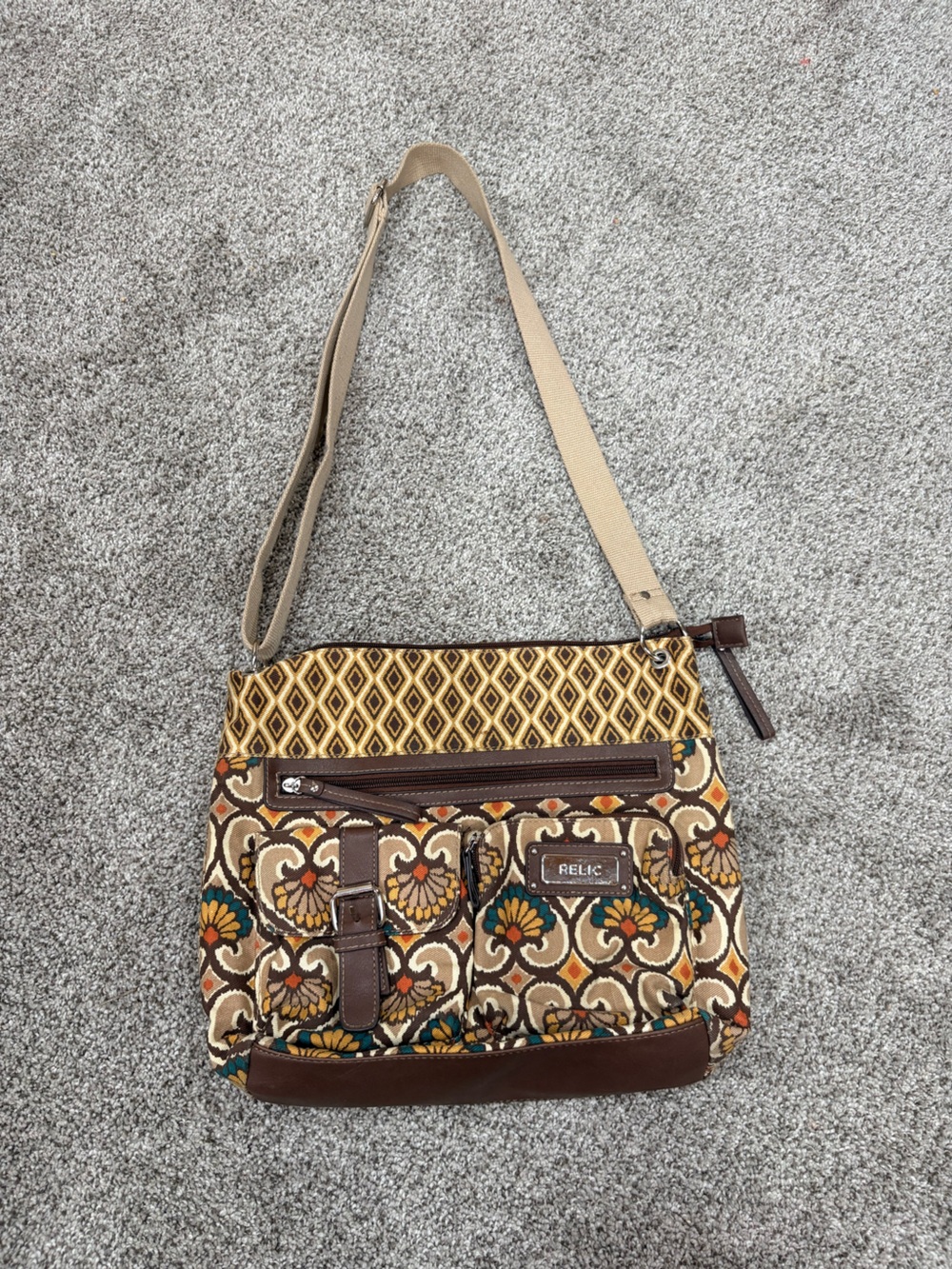 Relic Multicolor Floral & Geometric Tan Crossbody Bag